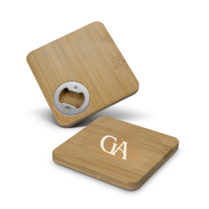 Custom Bamboo Wood Coaster with Opener