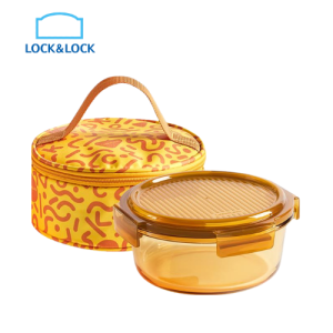 LOCK&LOCK Amber Glass Food Storage Container with Lunch Bag
